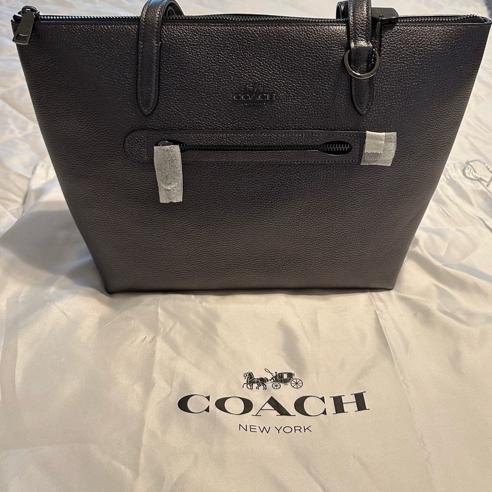 Coach 23592 Grey Metallic Ivy Leather Tote - New w/Tags